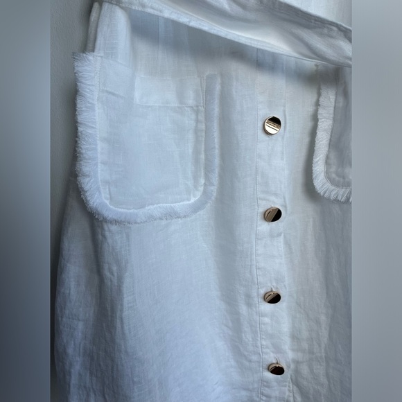 NW T J.Crew Size XL 100% Linen Raw-hem mini shirtdress In white - Picture 12 of 15